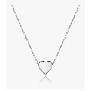 Cute Little Heart Charm Pendant Necklace Choker Women Silver Plated 17”+2”